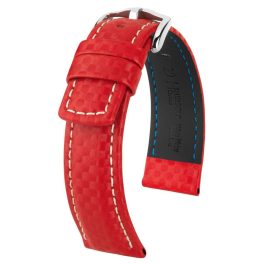 Hirsch Carbon Piros óraszíj - 22mm / L -120/80mm