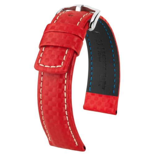 Hirsch Carbon Piros óraszíj - 24mm / L -120/80mm