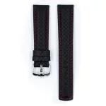 Hirsch Carbon Fekete Piros varrással óraszíj - 22mm / L -120/80mm
