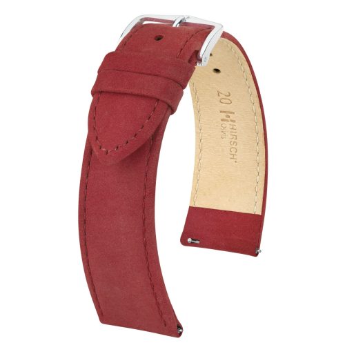 Hirsch Osiris Nubuck Burgundi óraszíj - 20mm / M - 110/70mm