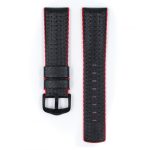 Hirsch Ayrton Fekete/Piros Fekete csattal óraszíj - 20mm / L -120/80mm
