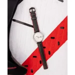 Hirsch Ayrton Fekete/Piros Fekete csattal óraszíj - 22mm / L -120/80mm