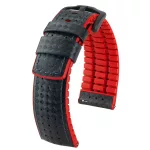 Hirsch Ayrton Fekete/Piros Fekete csattal óraszíj - 24mm / L -120/80mm