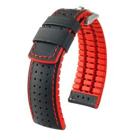 Hirsch Robby Fekete/Piros óraszíj - 21mm / L -120/80mm Hirsch Robby Fekete/Piros óraszíj - 21mm / L -120/80mm