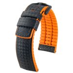 Hirsch Ayrton Fekete/Narancssárga Fekete csattal óraszíj - 24mm / L -120/80mm