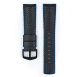 Hirsch Ayrton Fekete/Kék Fekete csattal óraszíj - 20mm / L -120/80mm