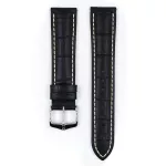 Hirsch Modena Fekete Fehér Varrással óraszíj - 24mm / L -120/80mm