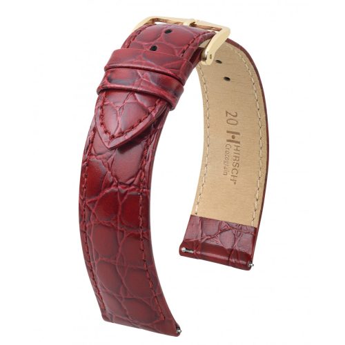 Hirsch Crocograin Burgundi Arany csattal óraszíj - 14mm / M - 110/70mm