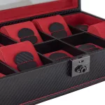 Friedrich23 Carbon XXL Óratartó doboz 10 órához üvegtetővel fekete/piros