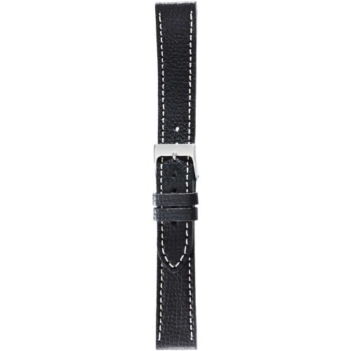 Herzog Alta Moda óraszíj fekete fehér varrással - 20mm / M/L - 115/75mm