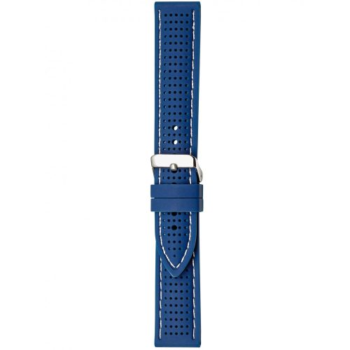Herzog Szilikon Óraszíj Kék Fehér varrással - 24mm / L -120/80mm