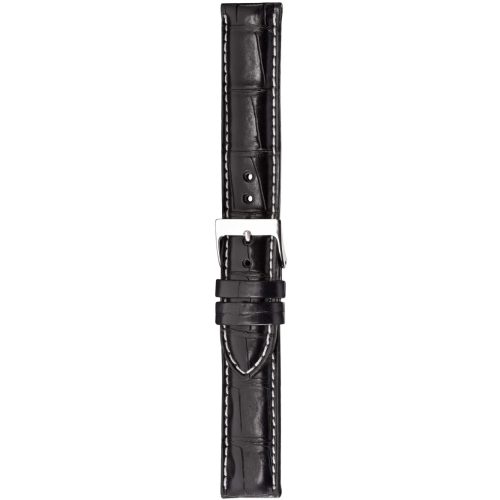 Herzog Premium Kroko valódi krokodilbőr fekete fehér varrással - 17mm / M/L - 115/75mm