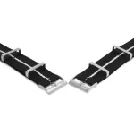 Phenomenato Premium Nato Óraszíj Fekete Fehér csíkkal - 22mm / L/XL- 335mm